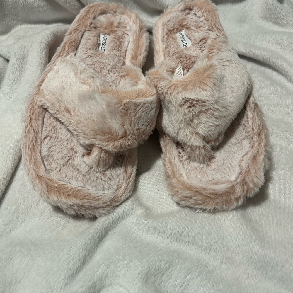 Aerosoles furry slippers.